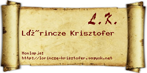 Lőrincze Krisztofer névjegykártya