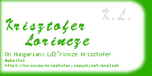 krisztofer lorincze business card